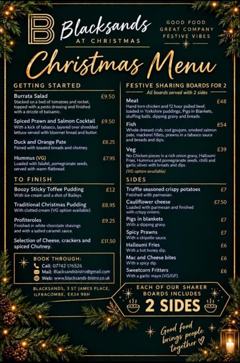 Blacksands Christmas Menu