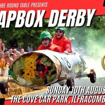 Poster promoting the Ilfracombe Soapbox Derby on Sunday 10th August.