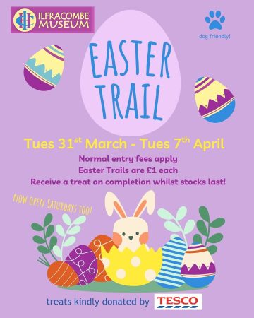 Poster showing details of the Easter Trail at Ilfracombe Museum