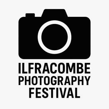 Ilfracombe Photography Festival logo, consisting of a black and white image of a camera with the words Ilfracombe Photography Festival below.
