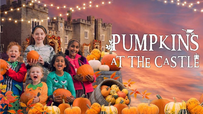 Pumpkins at the castle banner